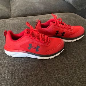 Youth size 4 red Under Armour shoes